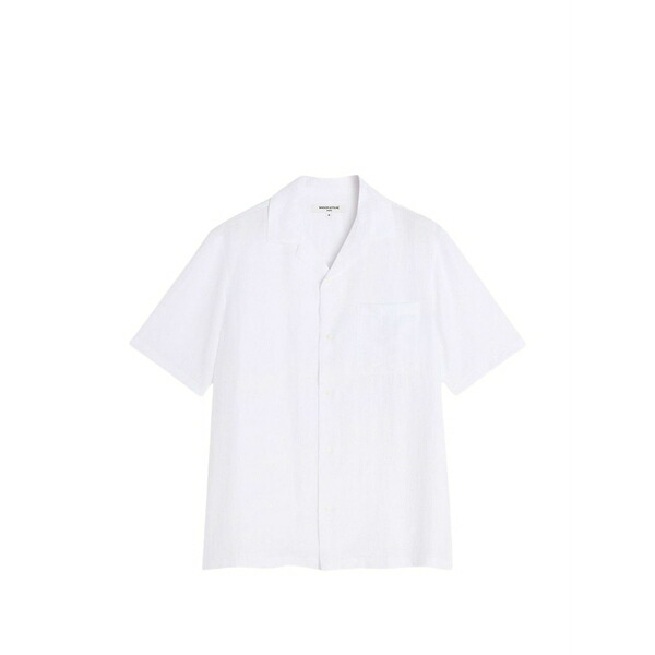 住み家 稲荷 メンズ プルオーバー トップス Camp-collar short-sleeve shirt White