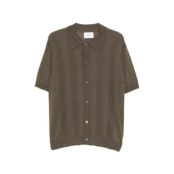 エヌエヌ77 メンズ ジレー アウター Thor openwork knit cardigan Brown