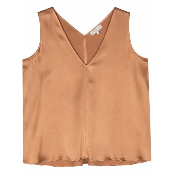 アントネリ レディース カットソー トップス V-neck satin top Brown