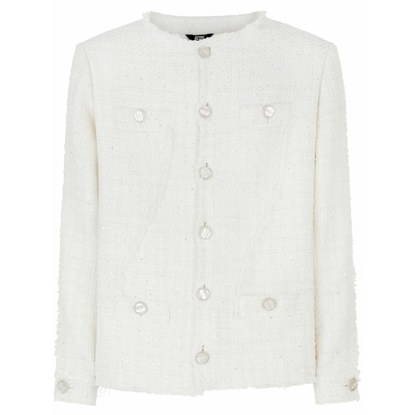 ジーシーディーエス メンズ 上衣＆上衣 アウター Sequin-embellished tweed jacket White