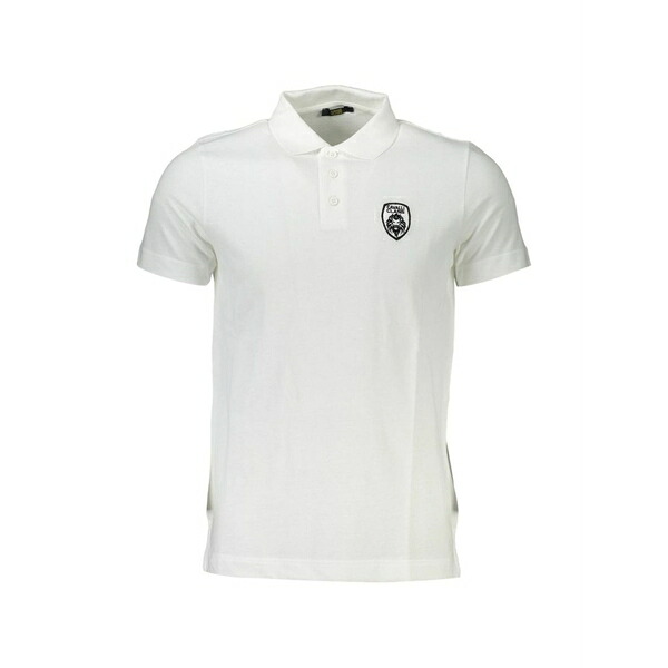 カヴァリ 位置付け/ロベルト・カバリ メンズ スポーツシャツ トップス Logo-patch cotton polo shirt White