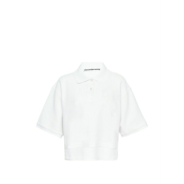 アレキサンダーワン レディース スポーツシャツ トップス High-low oversized polo top White