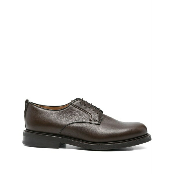 教会堂 メンズ 御召しものシューズ シューズ Leather lace-up derby shoes Brown