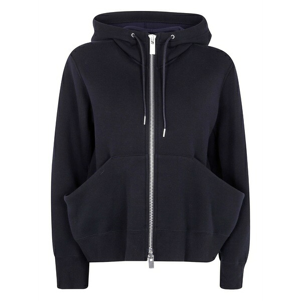 サカイ レディース 編み物\u0026プルオーバー アウター Sponge zip-front kangaroo-pocket hoodie Black