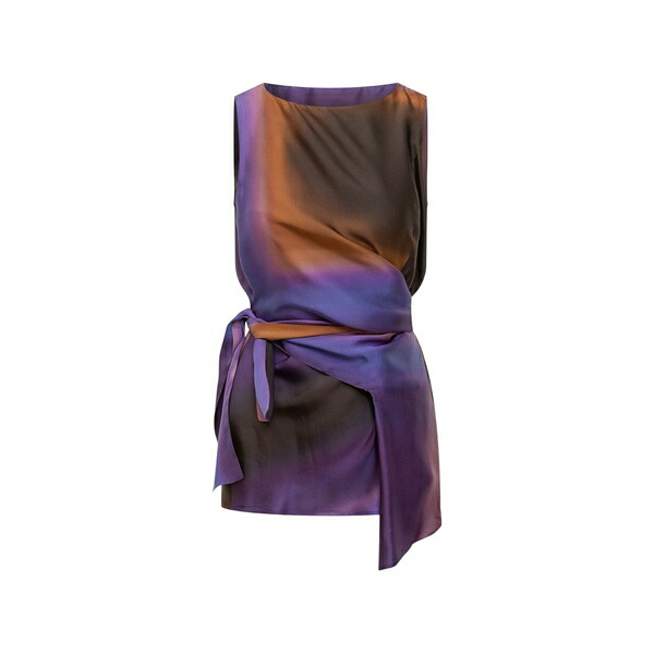 モモン レディース カットソー トップス Tie waist top Purple