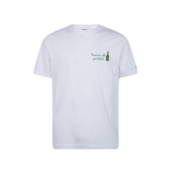 エムシーツーセイントバース メンズ プルオーバー トップス Embroidered cotton t-shirt White
