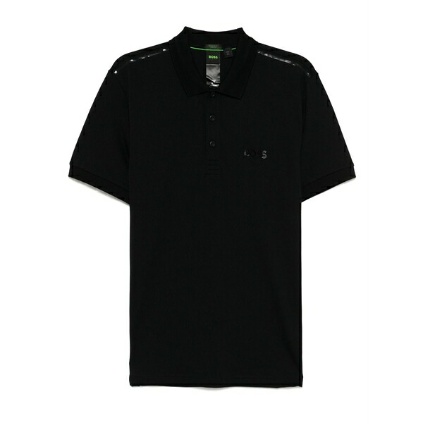 雇い主 メンズ スポーツシャツ トップス Paddy mirror polo shirt Black