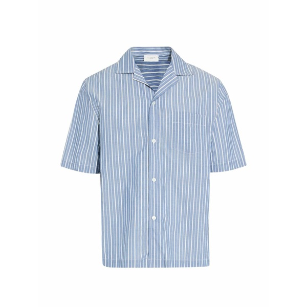 パウロペコラ メンズ プルオーバー トップス Striped short-sleeve shirt Blue