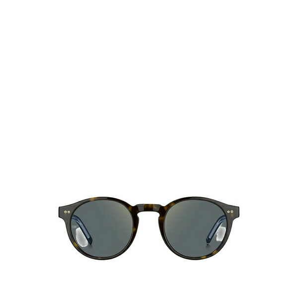 トミー ヒルフィガー メンズ サングラス・アイウェア 付属物 Tortoiseshell-effect round-frame sunglasses Brown
