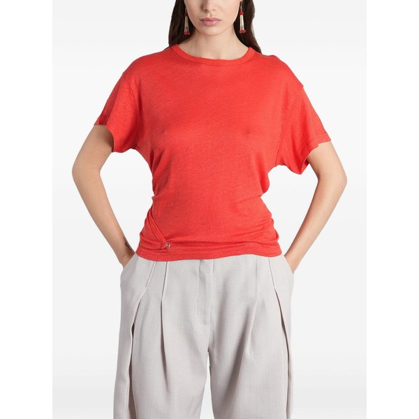 イロ レディース ティーシャツ トップス Sorenza twist-detail linen t-shirt Red