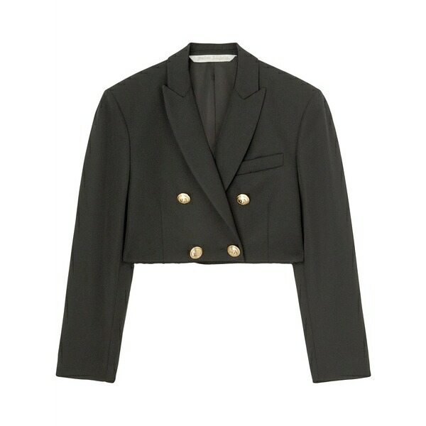 パーム・エンジェルス レディース 上衣＆上衣 アウター Cropped double-breasted blazer Black