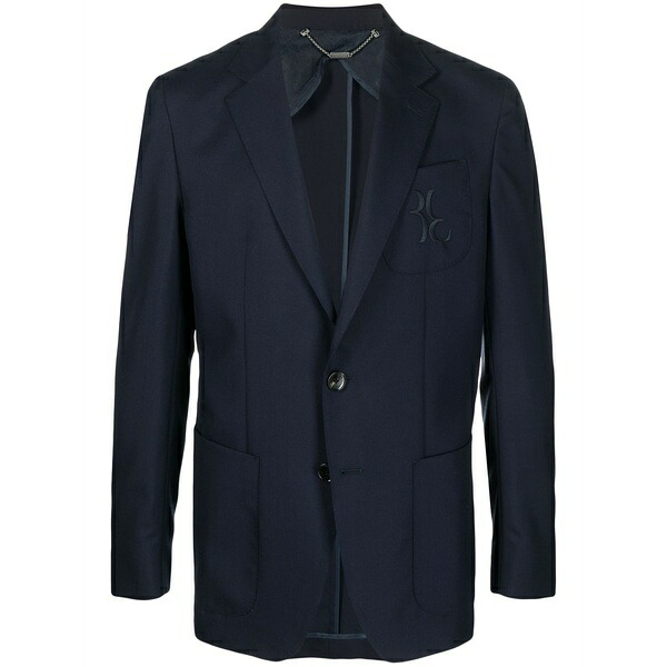 ビリオネア メンズ 上衣＆上衣 アウター Logo-embroidered single-breasted blazer Blue