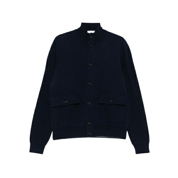 ラルディーニ メンズ ジレー アウター Ribbed-panel button cardigan Blue