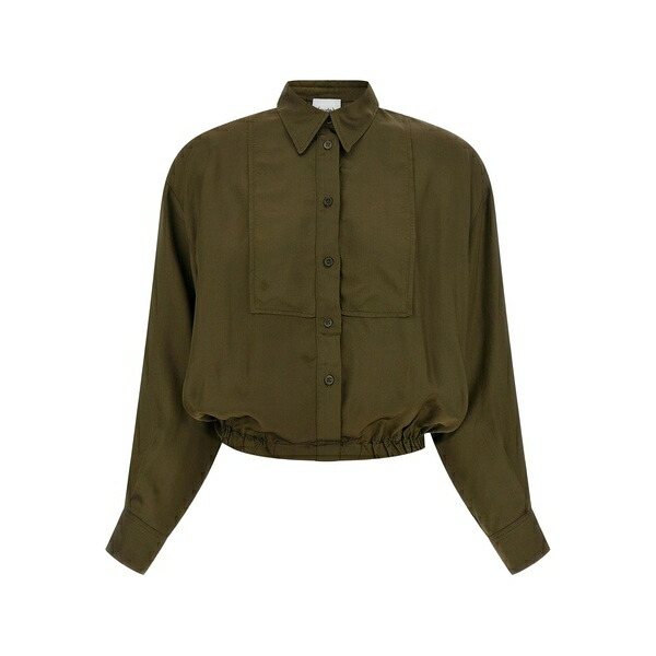 素っぽんぽん レディース プルオーバー トップス Plastron cropped shirt Green