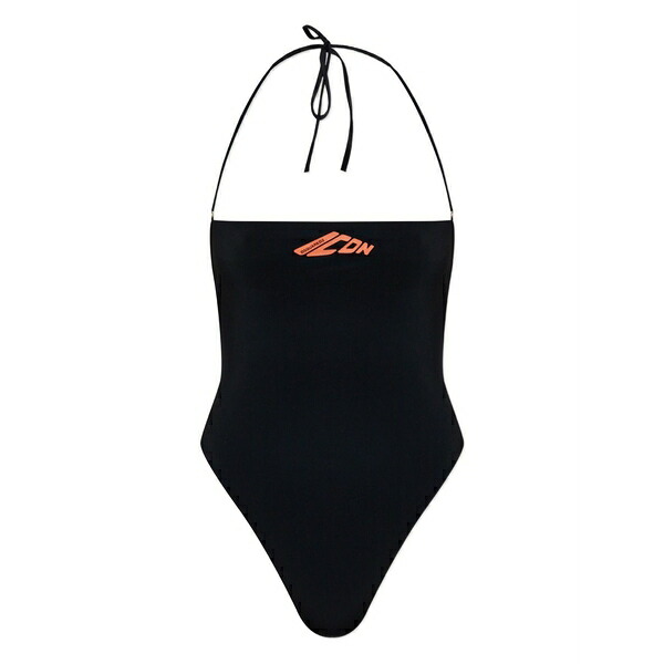 ディースクエアード レディース 衣裳 トップス Logo-print halterneck swimsuit Black