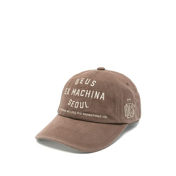 デウス 抽出エキス マキナ メンズ かぶり笠 佩び物 Embroidered logo-patch baseball cap Brown