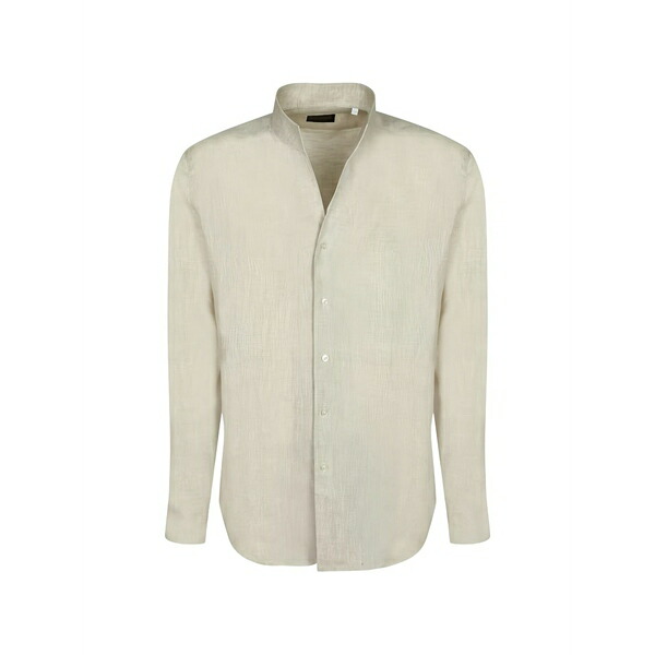 ザカス  メンズ プルオーバー トップス Mandarin-collar linen shirt Neutrals
