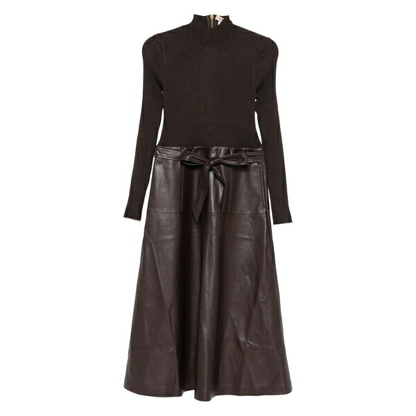 ツイン書き割り レディース 衣裳 トップス Long belted dress Brown
