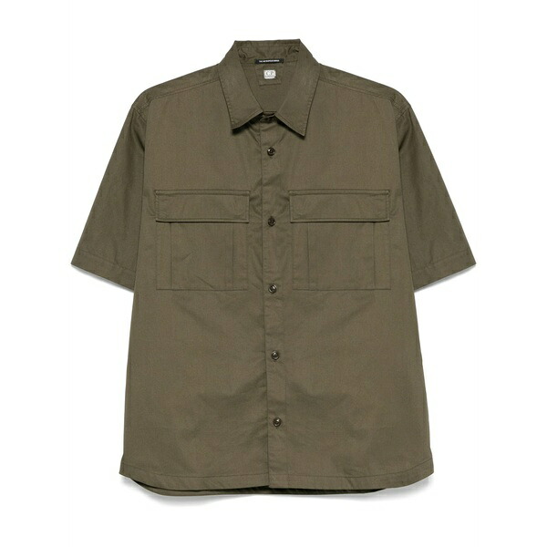 シーピーカンパニー メンズ プルオーバー トップス Logo-patch cotton shirt  Green