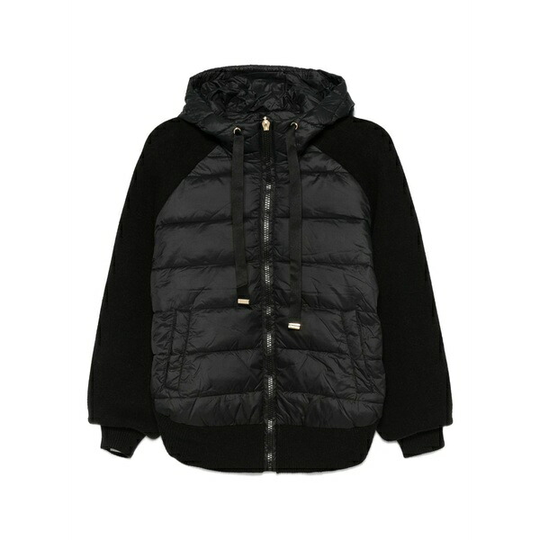 ツイン書き割り レディース 上衣＆上衣 アウター Quilted hooded jacket Black