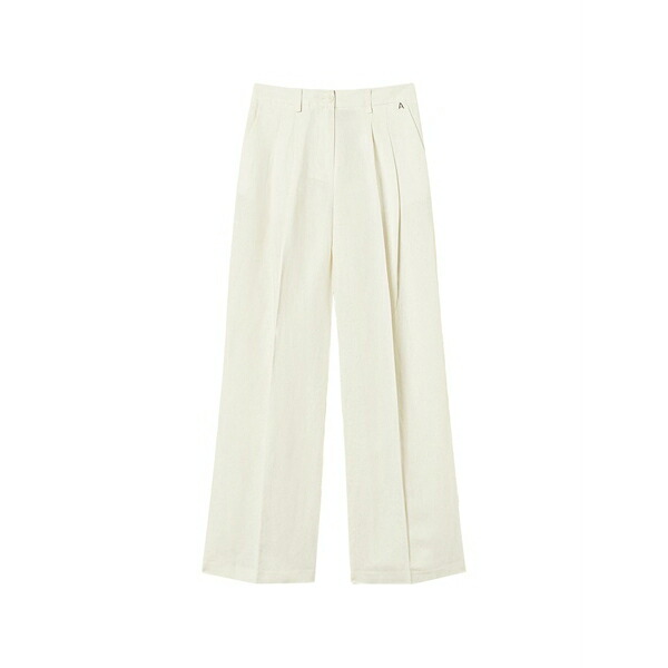 ツイン書き割り レディース 心地好いズボン下 ボトムス High-rise palazzo pants White