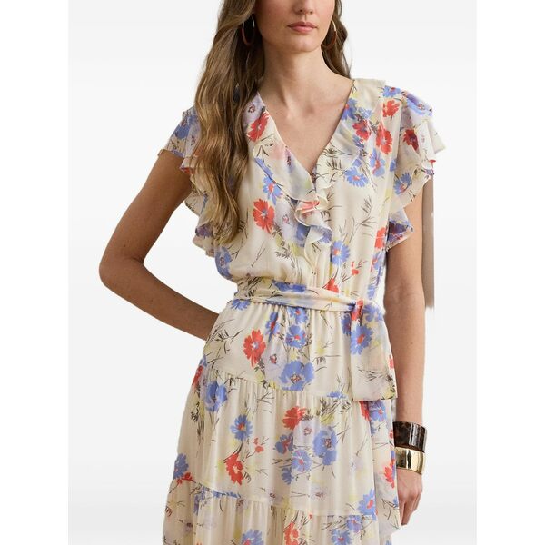 ラルフローレン レディース 衣裳 トップス Floral-print ruffled dress Neutrals