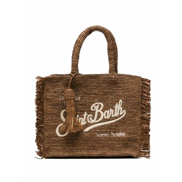 エムシーツーセイントバース レディース トートバッグ 御徒面子 Colette fringed raffia tote bag Brown