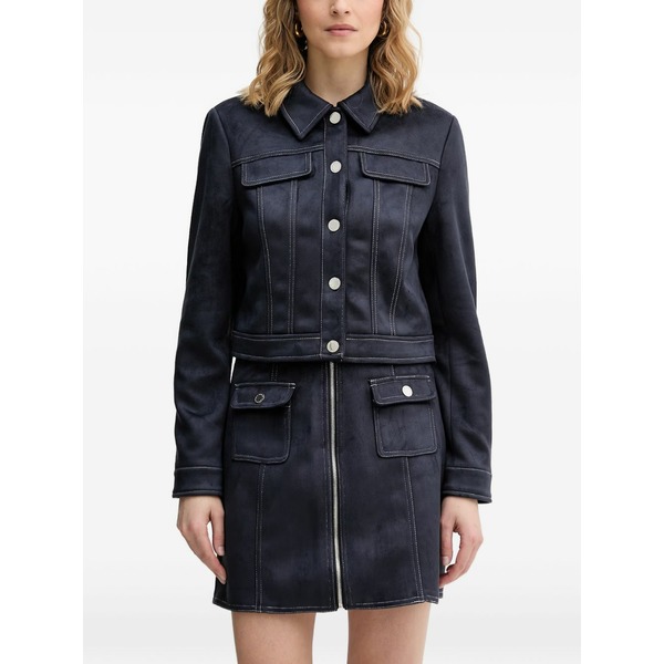 モーガンレーン レディース 上衣＆上衣 アウター Contrast-stitch suede jacket Blue