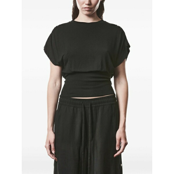 トム・Cr レディース ティーシャツ トップス Gathered t-shirt Black