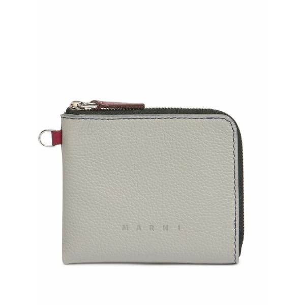 マルニ メンズ 金入れ 付属物 Pebbled-zipped wallet Grey