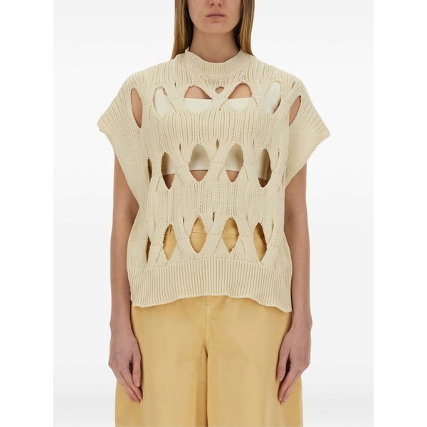 アリジ レディース ティーシャツ トップス Cut-out knit t-shirt Neutrals