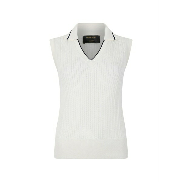 グランサッソ レディース 編み物\u0026プルオーバー アウター Cable-knit sleeveless jumper Neutrals