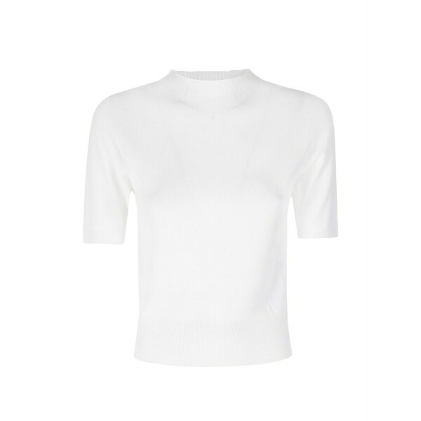 ソロトレ レディース プルオーバー トップス Maglia slim short-sleeve sweater White