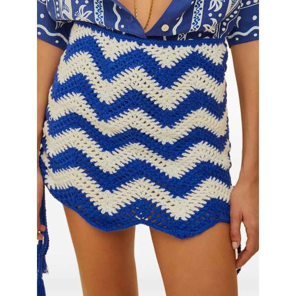 耕園 リオ レディース スコート ボトムス Chevron tassel mini skirt Blue