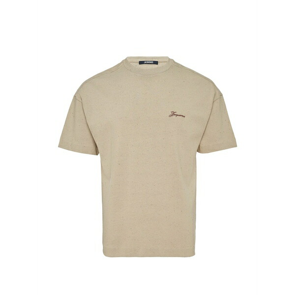 ジャクエムス メンズ ティーシャツ トップス Logo-embroidered t-shirt Neutrals