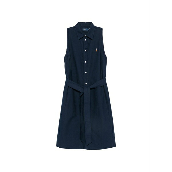 ラルフローレン レディース 衣裳 トップス Belted sleeveless shirt mini dress Blue