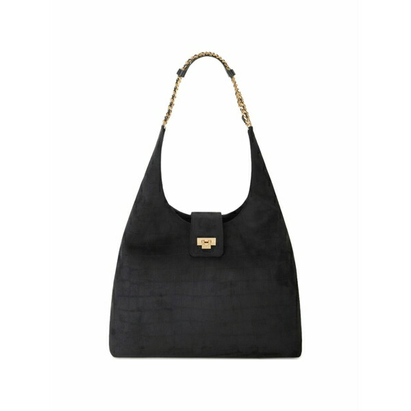エリザベスフランキ レディース トートバッグ 御徒面子 Crocodile-effect tote bag Black
