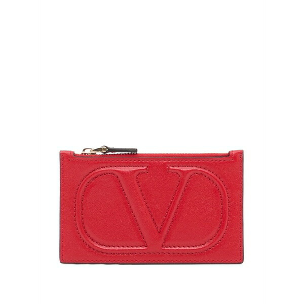 ヴァレンティノ ガラヴァーニ レディース 金入れ 付属物 Vlogo walk zipper card holder インチ calfskin Red