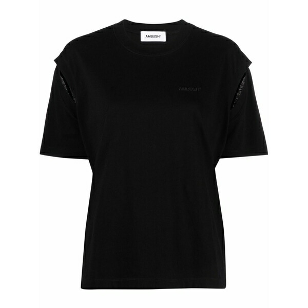 アンブッシュ レディース ティーシャツ トップス Slit-detail cotton t-shirt Black