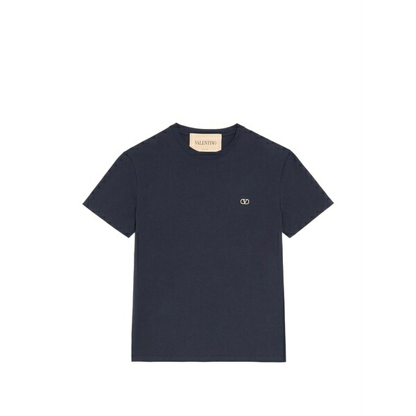 ヴァレンティノ ガラヴァーニ メンズ ティーシャツ トップス Cotton t-shirt with vlogo embroidery Blue