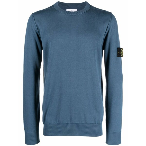 ストーンアイランド メンズ パーカー・スウェットシャツ アウター Logo-patch crew neck sweatshirt Blue