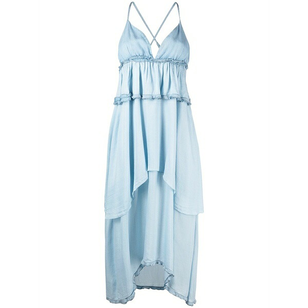 ピンコ レディース 衣裳 トップス Agatha ruffled tiered MIDI dress Blue