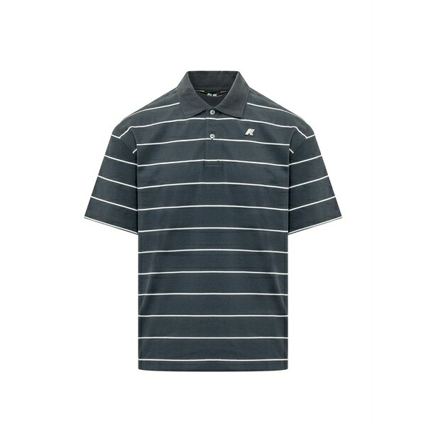 ケイ通い路 メンズ スポーツシャツ トップス Striped polo shirt Grey