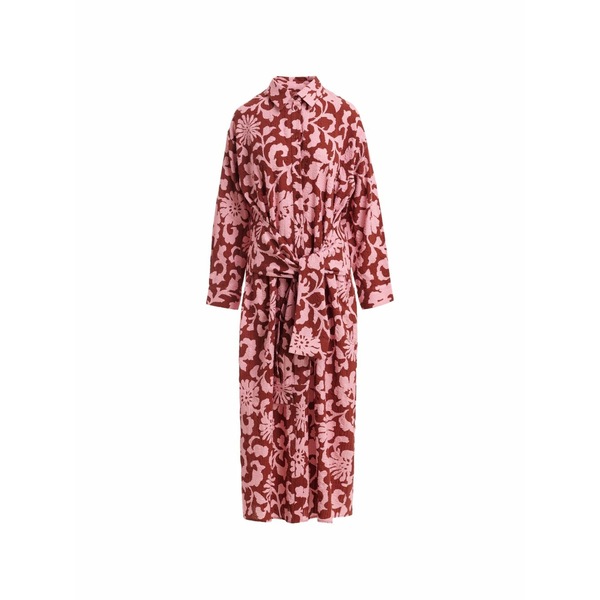 エッセンシャルアントワープ レディース 衣裳 トップス Floral-print tie-waist shirt dress Brown
