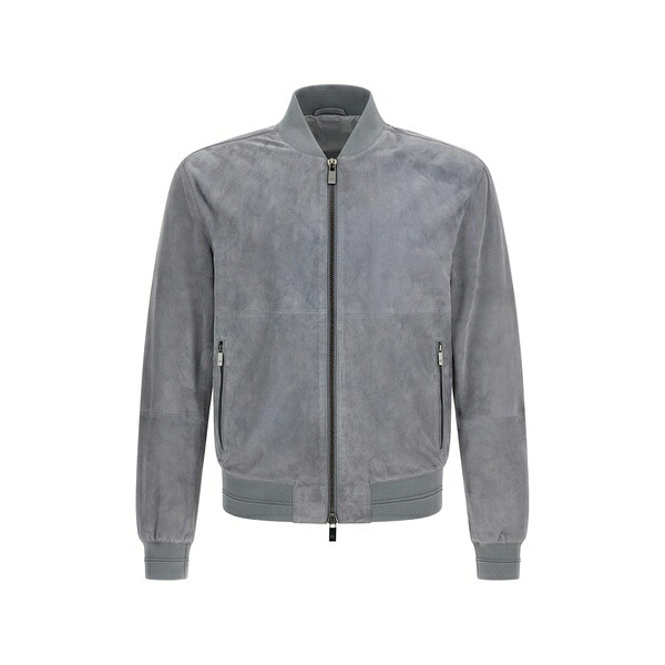 パルジレリ メンズ 上衣＆上衣 アウター Zip-up suede jacket Grey