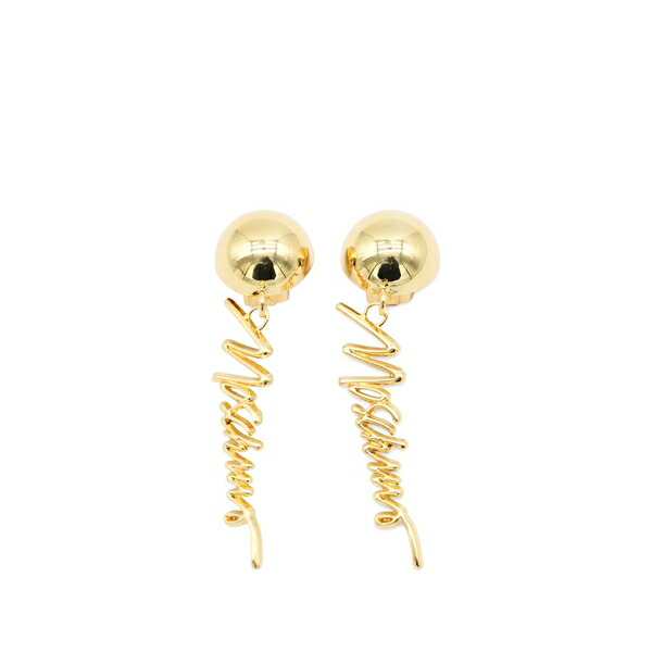 モスキーノ レディース ピアス&イヤリング アクセサリー Logo-lettering drop earrings Gold|asty