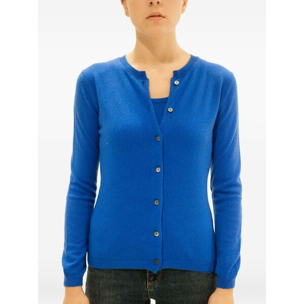 ラ サクラ色 レディース ジレー アウター Buttoned cashmere cardigan Blue