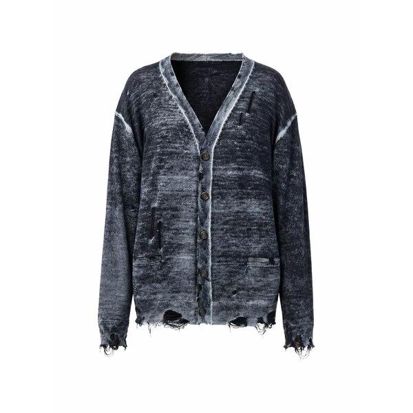 アールサーティーン レディース ジレー アウター Distressed cardigan Black