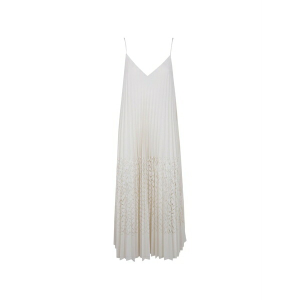 アヴィ レディース 衣裳 トップス Pleated laser-cut maxi dress White