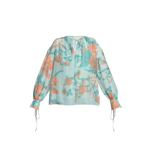アーデム レディース プルオーバー トップス Floral-print long-sleeve blouse Blue